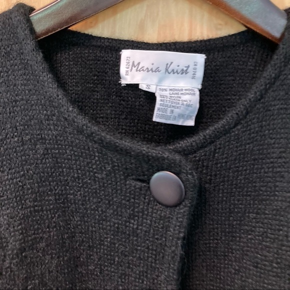 𝅺MARIE KRIST Sz S Knit Mohair Blend Y2K Knee Length Cardigan Coat - Picture 2 of 7